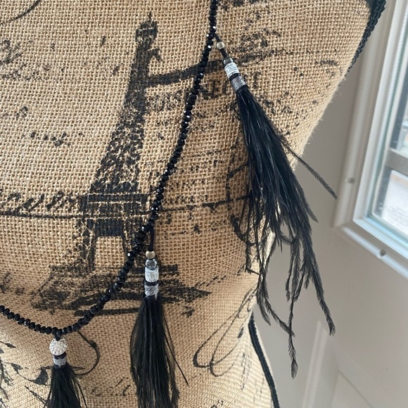 Rush by Denis and Charles New Boho Black Feather Necklace NWT Festival Bohemian - Picture 8 of 12